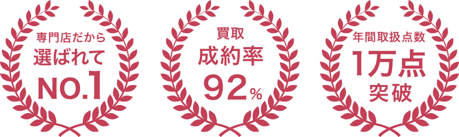 専門店だから選ばれてNO.1 買取 成約率９２％ 年間取扱点数１万点突破